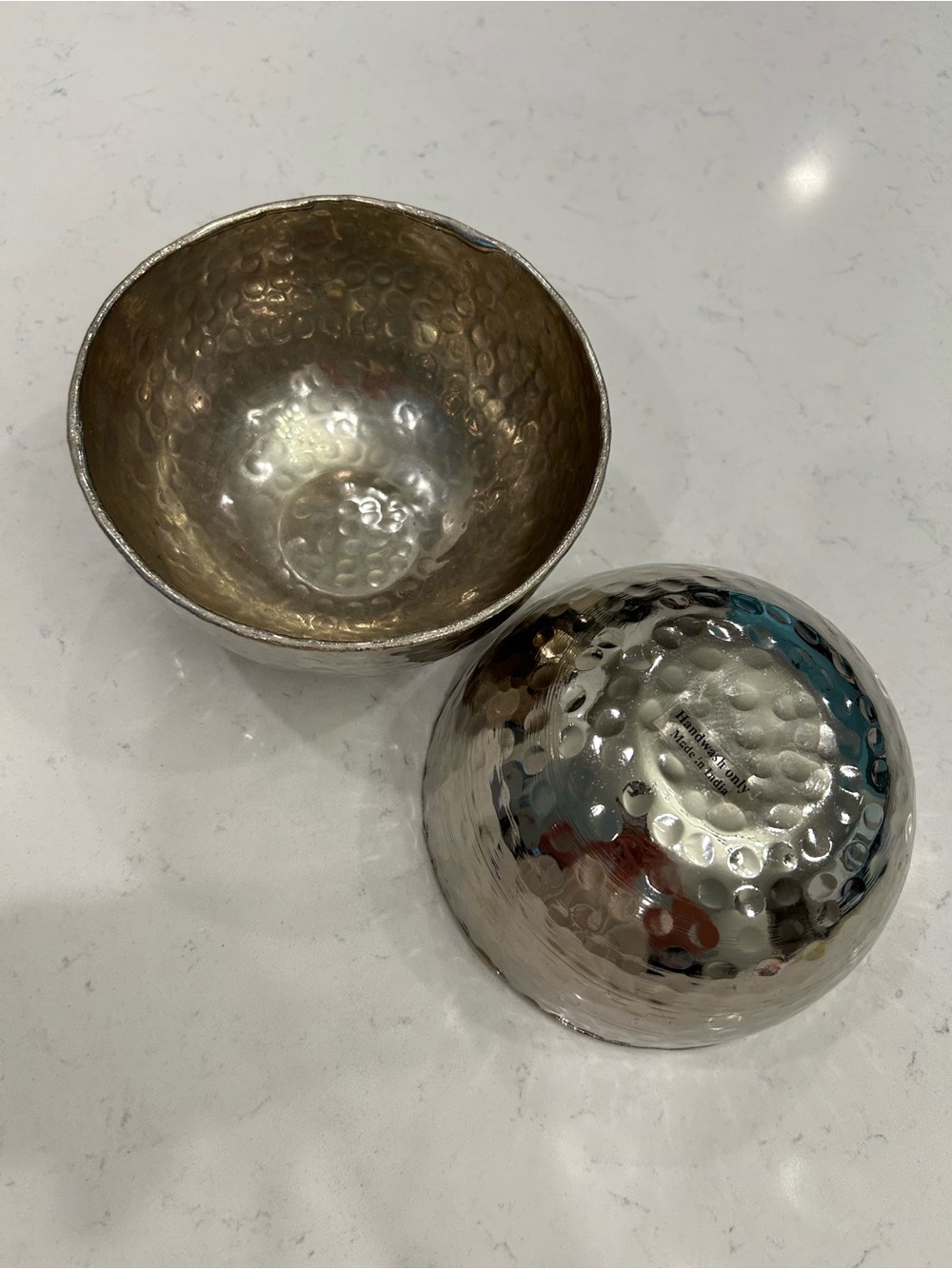 Hammered Metal Serving Bowls - Silver Tone